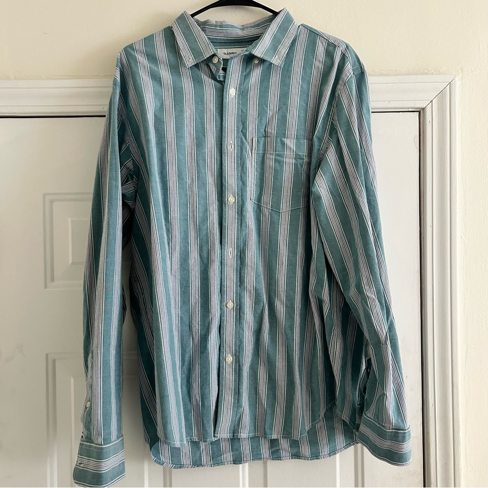 Green Striped Men's Shirt